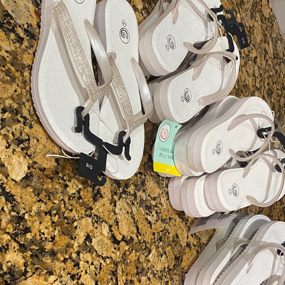 White Glitter Jelly Sandals - Picture 3 of 3